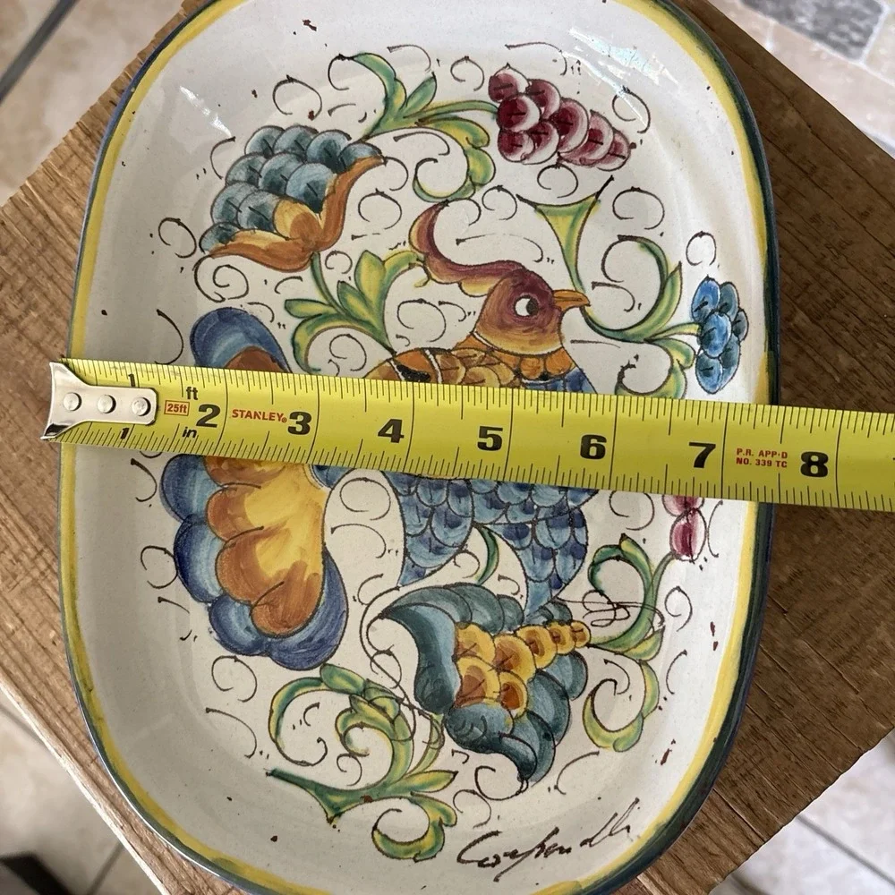 Vintage Deruta Italy Dipinto Mano Hand Painted Rooster Ceramic Platter 10
